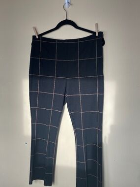 Leith--Nordstrom brand_ Womens Size Large Black Tan Grid Pants (Stretchy)